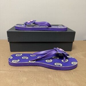 Vera Bradley Women's 7-8 Flip Flops Sandles Purple Paisley Flower Medallion